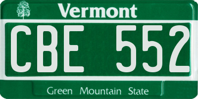 VT license plate CBE552