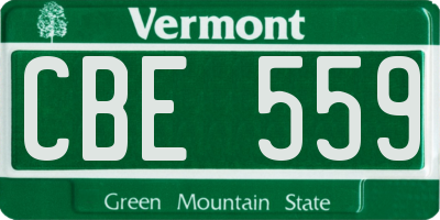 VT license plate CBE559