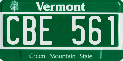 VT license plate CBE561