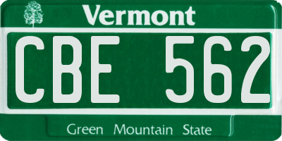 VT license plate CBE562