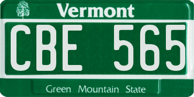 VT license plate CBE565