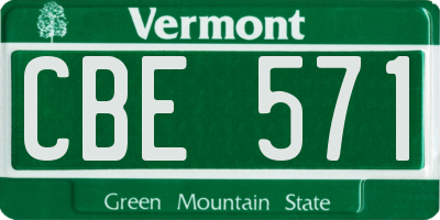 VT license plate CBE571