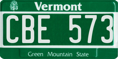 VT license plate CBE573