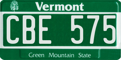 VT license plate CBE575