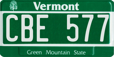 VT license plate CBE577