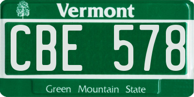 VT license plate CBE578