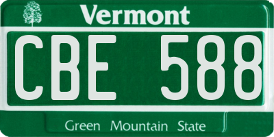 VT license plate CBE588