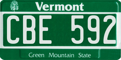 VT license plate CBE592