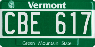 VT license plate CBE617