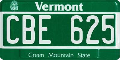 VT license plate CBE625