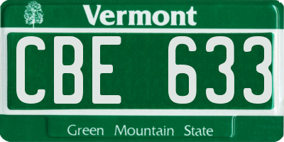 VT license plate CBE633
