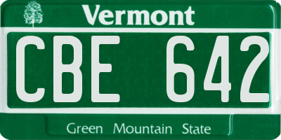 VT license plate CBE642