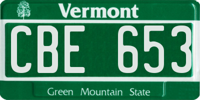 VT license plate CBE653