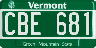 VT license plate CBE681