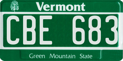 VT license plate CBE683