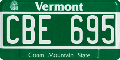 VT license plate CBE695