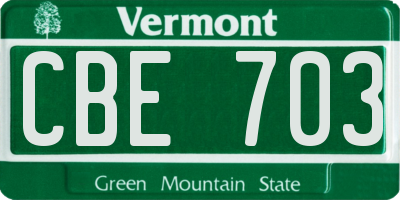 VT license plate CBE703