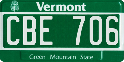 VT license plate CBE706