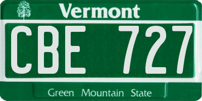 VT license plate CBE727