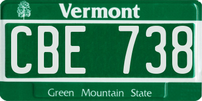 VT license plate CBE738