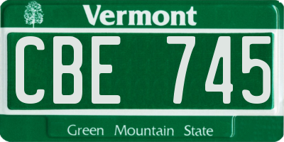 VT license plate CBE745
