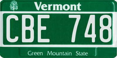 VT license plate CBE748
