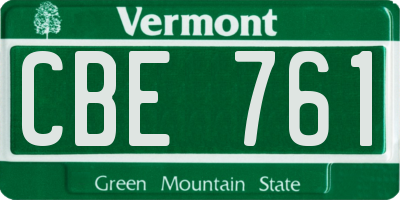 VT license plate CBE761