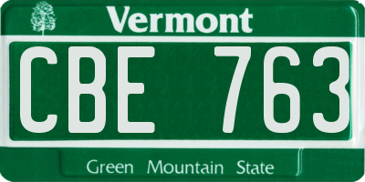 VT license plate CBE763
