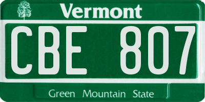 VT license plate CBE807