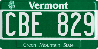 VT license plate CBE829