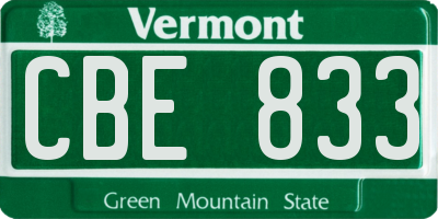 VT license plate CBE833