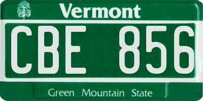 VT license plate CBE856