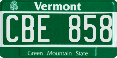 VT license plate CBE858