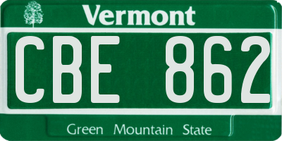 VT license plate CBE862