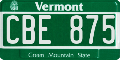 VT license plate CBE875