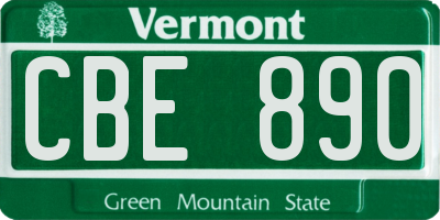 VT license plate CBE890