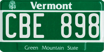 VT license plate CBE898
