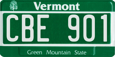 VT license plate CBE901
