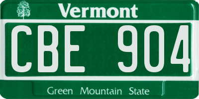 VT license plate CBE904