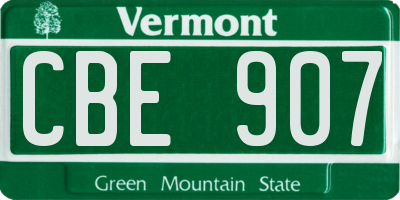 VT license plate CBE907