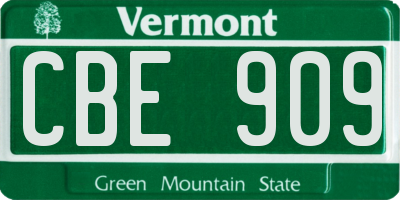 VT license plate CBE909