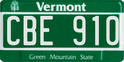 VT license plate CBE910