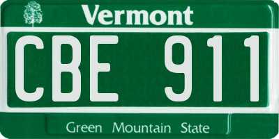 VT license plate CBE911