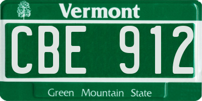 VT license plate CBE912