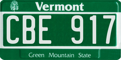 VT license plate CBE917