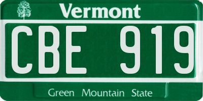 VT license plate CBE919