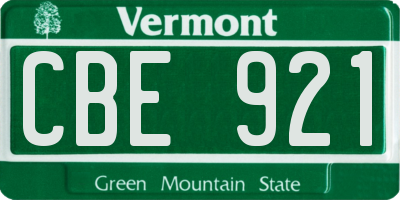 VT license plate CBE921
