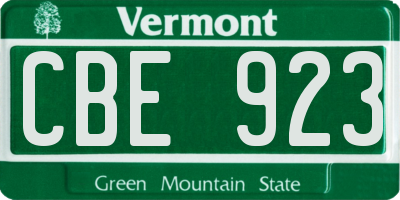 VT license plate CBE923