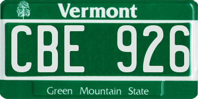 VT license plate CBE926