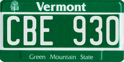 VT license plate CBE930